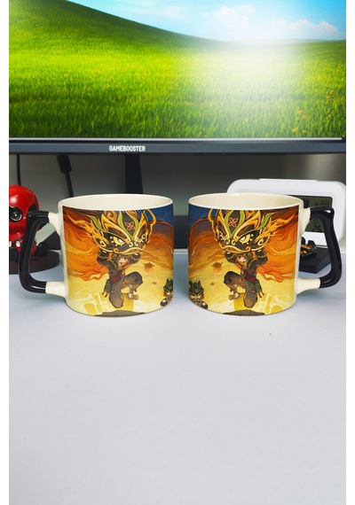 Gaming Genshin İmpact Baskılı Seramik Lüks Kupa 1 Adet Özel Siyah Kulp Dalga Kulp V5d Çok Renkli