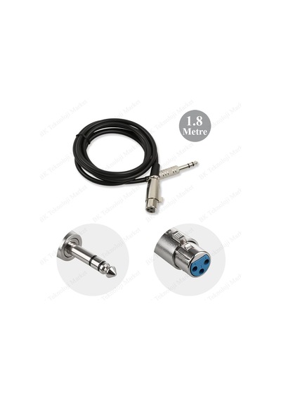 Xlr 3-Pin Dişi 6.35Mm Stereo Fiş Korumalı Mikrofon Kablosu - 1.8M