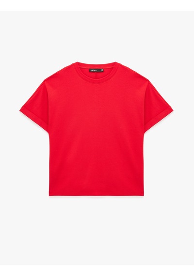 Koton Pamuklu Regular Fit Kısa Kollu Bisiklet Yaka Basic Tişört Kırmızı 6sak60004uk