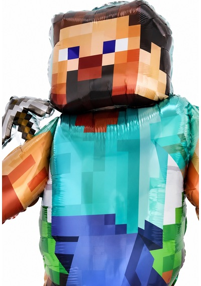 Minecraft Steve Folyo Balon 90x75 Cm Doğum Günü Parti Dekorasyon Balonu Çok Renkli
