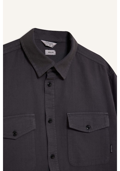 DeFacto %100 Pamuk Regular Fit Polo Yaka Basic Düz Uzun Kollu Gömlek B2654AX25SPAR104