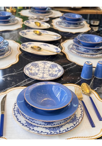 29 Parça 6 Kişilik Porselen Yemek Takımı Tulip-4299 Mavi