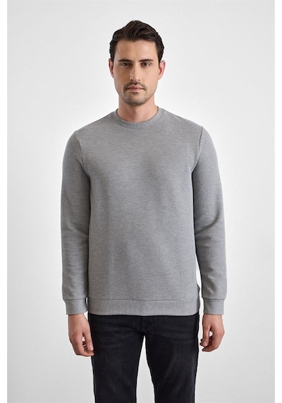Süvari Gri Regular Düz Bisiklet Yaka Sweatshirt Sw2013700035-s05