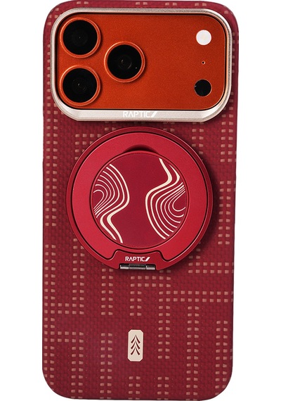 Apple Uyumlu iPhone 17 Pro Max Kılıf M-safe Şarj Özellikli Raptic Aramid Skin Serisi Kapak Kırmızı Kırmızı