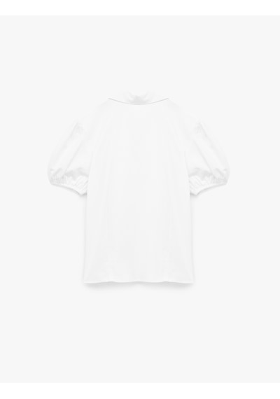 Koton Slim Fit Kısa Kollu Klasik Yaka Düğmeli Poplin Bluz Beyaz 6wal60052ıw Beyaz