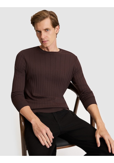 Pierre Cardin Koyu Kahverengi Slim Fit Kazak 50330165 Vr084