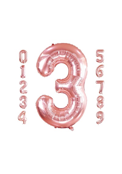 3 Üç Rakam Rose Gold Folyo Balon 32 34 Inc 82 Cm