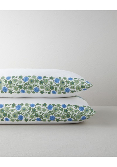 English Home Forest Blossom Kolay Ütülenir 2'li Yastık Kılıfı 50x70 Cm Mavi - Yeşil