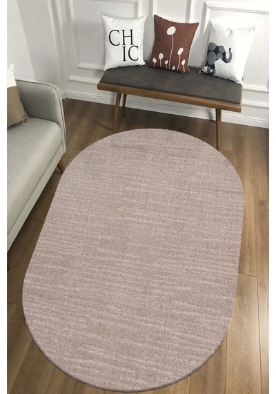 Raschel Carpet Moopy Oval Bej Bukleli Yumuşak Soft Dokuma Yolluk Halı Salon Halısı Lp1007a Bej Bej
