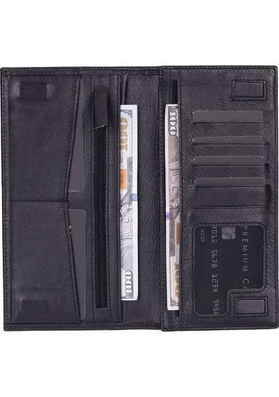Bloominbag Bloomtenuta Obsidian Black Hakiki Deri Cüzdan & Telefon Çantası Siya