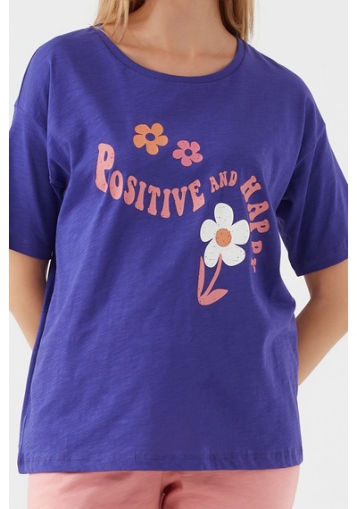 Rolypoly Positive And Happy Mor Kadın Kısa Kol Pijama Takım 5274-33149 Mor