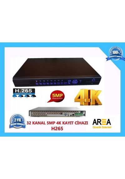 32 Kanal 5Mp H265 Destekli 4K Ahd Hibrit 1440N 1080P Kayıt Cihazı
