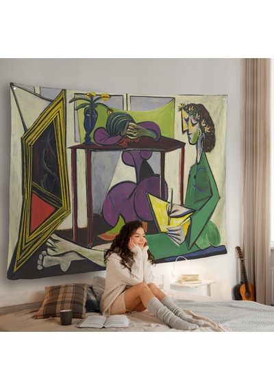 Pablo Picasso - İç Mekanda Bir Kız Çizimi Duvar Örtüsü-7081
