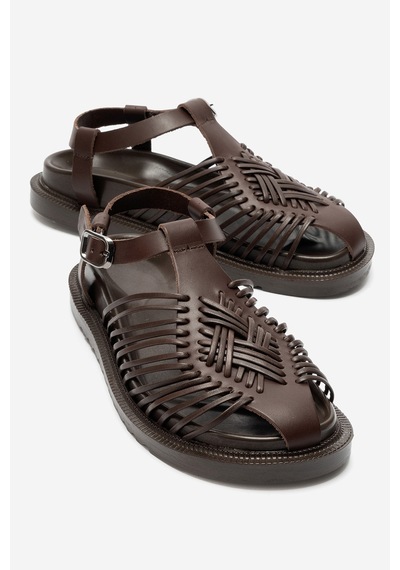 Luvi Shoes Thames Kahverengi Hakiki Deri Kadın Sandalet