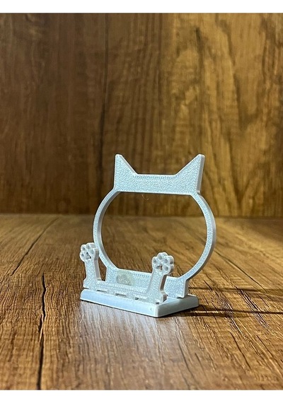 Kedi Temalı Kartvizitlik - Vetpati Gümüş Renk