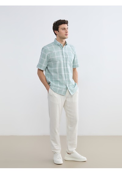 Lcwaıkıkı Classic Yeşil Regular Fit Kareli Erkek Gömlek