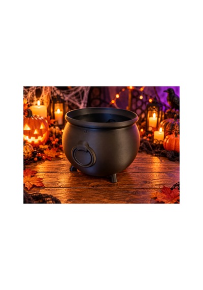 Halloween Cadı Kazanı Şekerlik 17cm Dekoratif Kase Siyah Siyah