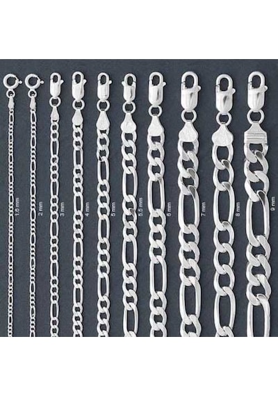 2.8 Mm Gümüş Figaro Zincir - 0.80 Mikron (510787404)