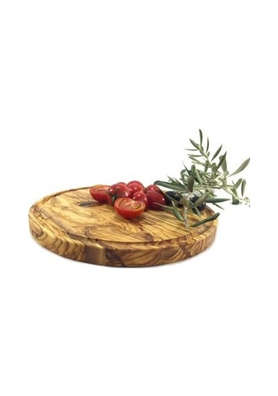 Zethome Zeytin Ağacı Ahşap Yuvarlak. Oluklu Steak / Pizza Tahtası