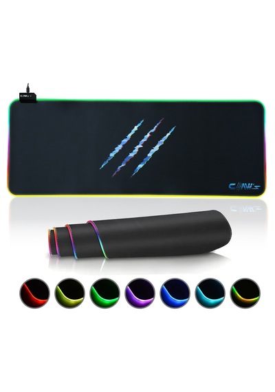 Raptor Xxl 90x40cm Mikrofiber Yüzey Kaydırmaz Kauçuk Zemin 360 Rgb Dikişli Xxl Mousepad - Siyah