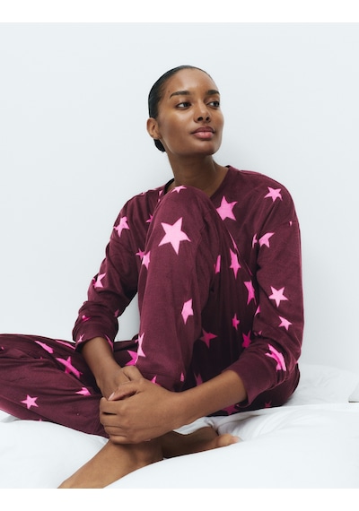 Marks & Spencer Polar Baskılı Pijama Takımı T37004626F Mor
