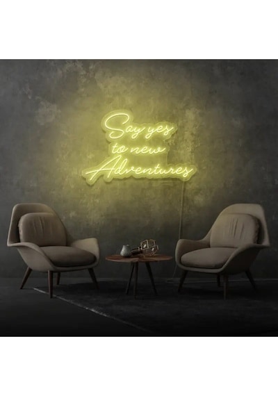 Say Yes To New Adventures Yazılı Neon Tabela Sarı