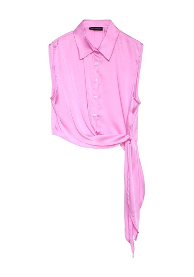 Olla Collection Bağlama Detaylı Gömlek Pembe Pembe