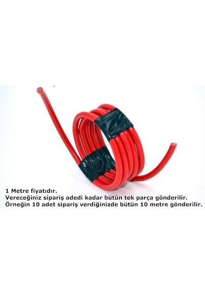 1 Metre 6Mm² Kırmızı Bakır Kablo Kalaylı Nyaf Marine Bakır - Kırmızı