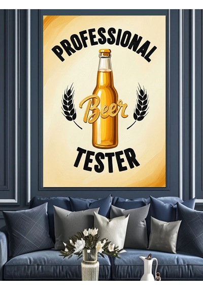 Bira İçme Test Et Yazı Dekoratif Kanvas - Mdf Ahşap Tablo