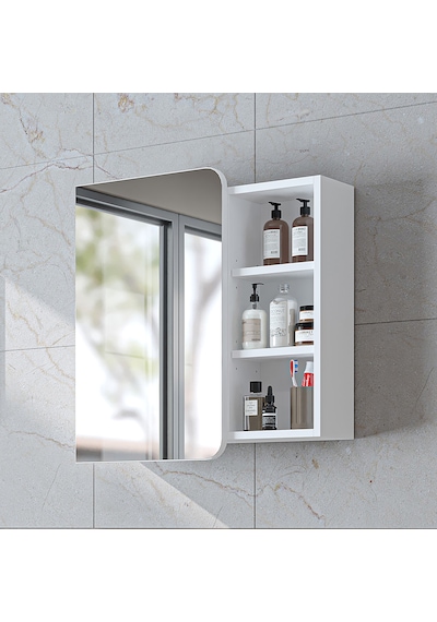 Likya Kulpsuz Tek Kapaklı Açık Raflı Aynalı Mdflam 70 Cm Aynalı Banyo Üst Dolabı Beyaz Likya Kulpsuz Tek Kapaklı Açık Raflı Aynalı Mdflam 70 Cm Aynalı Banyo Üst Dolabı Beyaz