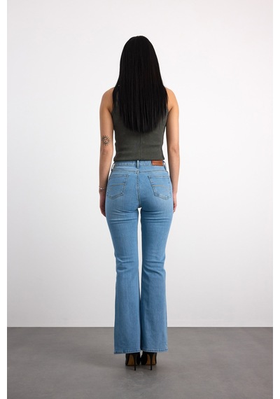 24352-70053 Kadın Hıght Waıst Flare Denim Pantolon 24352-70053 Buz Mavi
