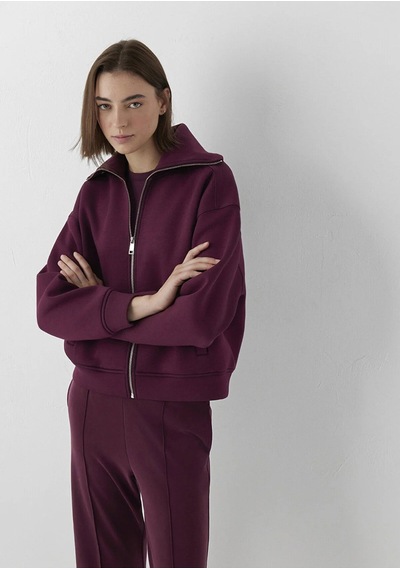 Mavi Fermuarlı Sweatshırt Fig Bordo