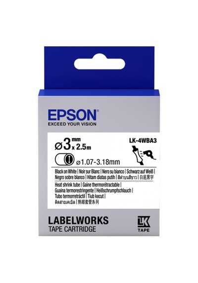 Epson Lk-4yba3 Sarı Üzeri Siyah Makaron 1,07-3,18 Mm Çap 2,5metre