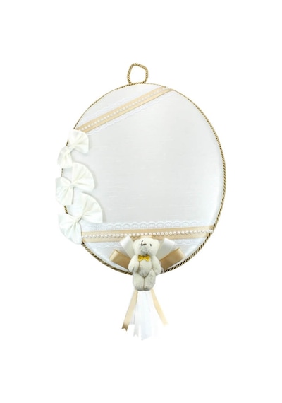 Süslebabypartystore Ipek Kumaş, Ayıcıklı Ve Isimli Oval Kapı Süsü Çok Renkli