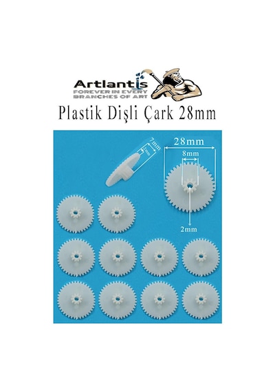 Plastik Dişli Çark 10 Adet 1 Paket Dış Çapı 28 Mm İç Çapı 2 Mm Okul Deney Motor Çarkı Palstik Dişliler