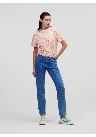 Karl Lagerfeld Yüksek Bel Düz Paça Kadın Denim Pantolon 231w1180 Mavi