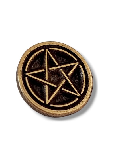 Yörük Tasarım Pentagram Yıldızı Antik Sarı Yaka Rozeti