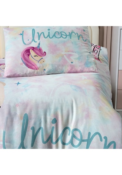 Unicornland Tek Kişilik %100 Pamuk Ranforce Nevresim Takımı Lila 3 Parça