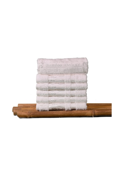 Mulberry Bambu Havlu %100 Organik Bambu Havlu Seti 50 x 90 - 6'lı Paket Premium Ultra Yumuşak Dekoratif Beyaz