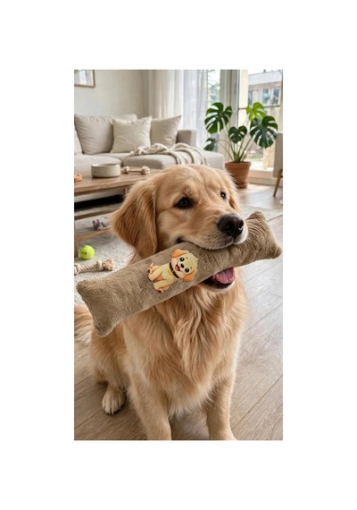 Kedi Köpek Hışırtılı Sesli Oyuncak Kadife Evcil Hayvan Oyun Oyuncağı Bej
