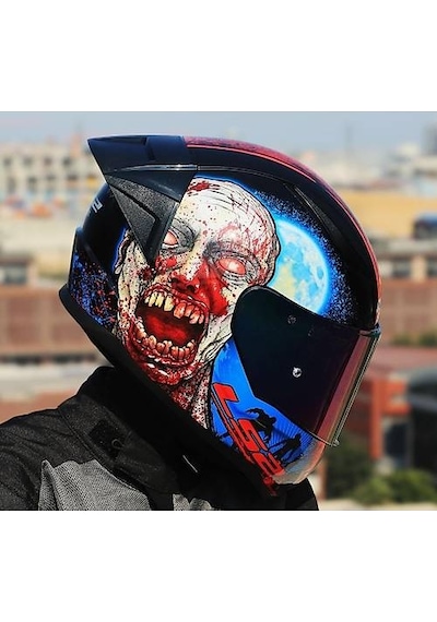 Ls2 Rapıd 2 Race Zombıe Fullface Motosiklet Kaskı Gökkuşağı Camlı Siyah