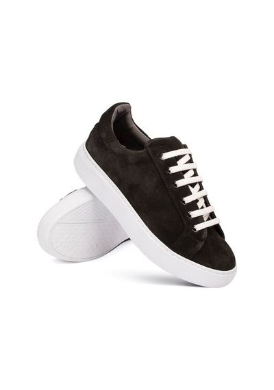 Deery Hakiki Süet Haki Yeşil Sneaker Kadın Ayakkabı Yeşil