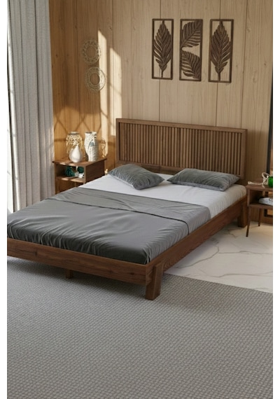 Ebruli Model Dikey Başlıklı Ahşap Karyola - Modern Masif Çift Kişilik Yatak İskeleti Ebruli Model Dikey Başlıklı Ahşap Karyola - Modern Masif Çift Kişilik Yatak İskeleti