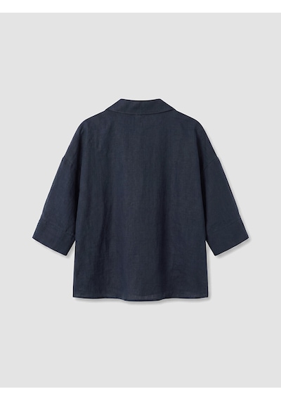 Lcw Vision Lacivert Oversize Kadın %100 Keten Gömlek