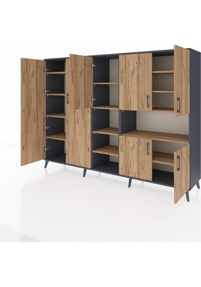 Hyperion Dolap 13 Raflı 7 Kapaklı 220x44x163 Antrasit-çam Atlas Çam - Antrasit Hyperion Dolap 13 Raflı 7 Kapaklı 220x44x163 Antrasit-çam Atlas Çam - Antrasit