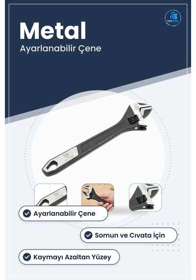 Kurbağacık Anahtar Metal Ayarlanabilir Çene Somun Cıvata Tamir Mo