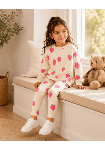 Eray Alp Kids Kız Çocuk Sweatshirt Tayt Takım Günlük Rahat Kombin Bej