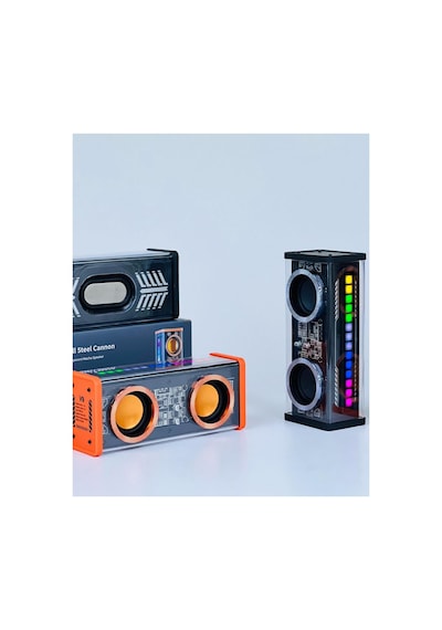 Şeffaf Mecha Müzik Tws Stereo Rgb İşıklı Hoparlör Kablosuz Bluetooth 5.0 Taşınabilir Hoparlör V9 Çok Renkli