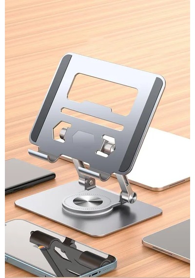 Thentech Şık Görünümlü 360 Derece Dönebilen Aşağı Yukarı Ayarlanabilir Tablet Laptop Standı Metal Stand