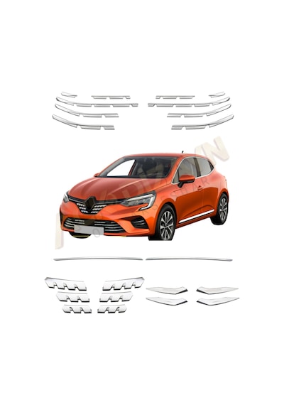 Renault Clio 5 2019+ Full Ön Krom Seti Sis Çıtası-panjur Alt Çıtalar-tampon Çıtası-panjur 2prç